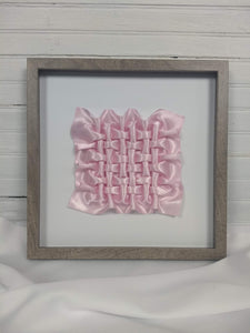 Pink Square Knots Weave, framed in gray wood