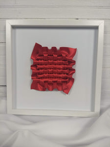 Red Closed Lattice Weave, framed in white