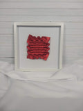 Red Closed Lattice Weave, framed in white