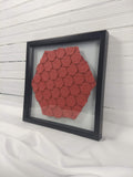 Red Half-adjacent Hexagons, floating mount
