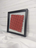 Open Half-adjacent Squares in red, floating mount
