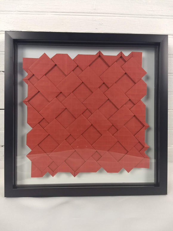 Semi-adjacent Rectangles with rotational symmetry in red, floating mount